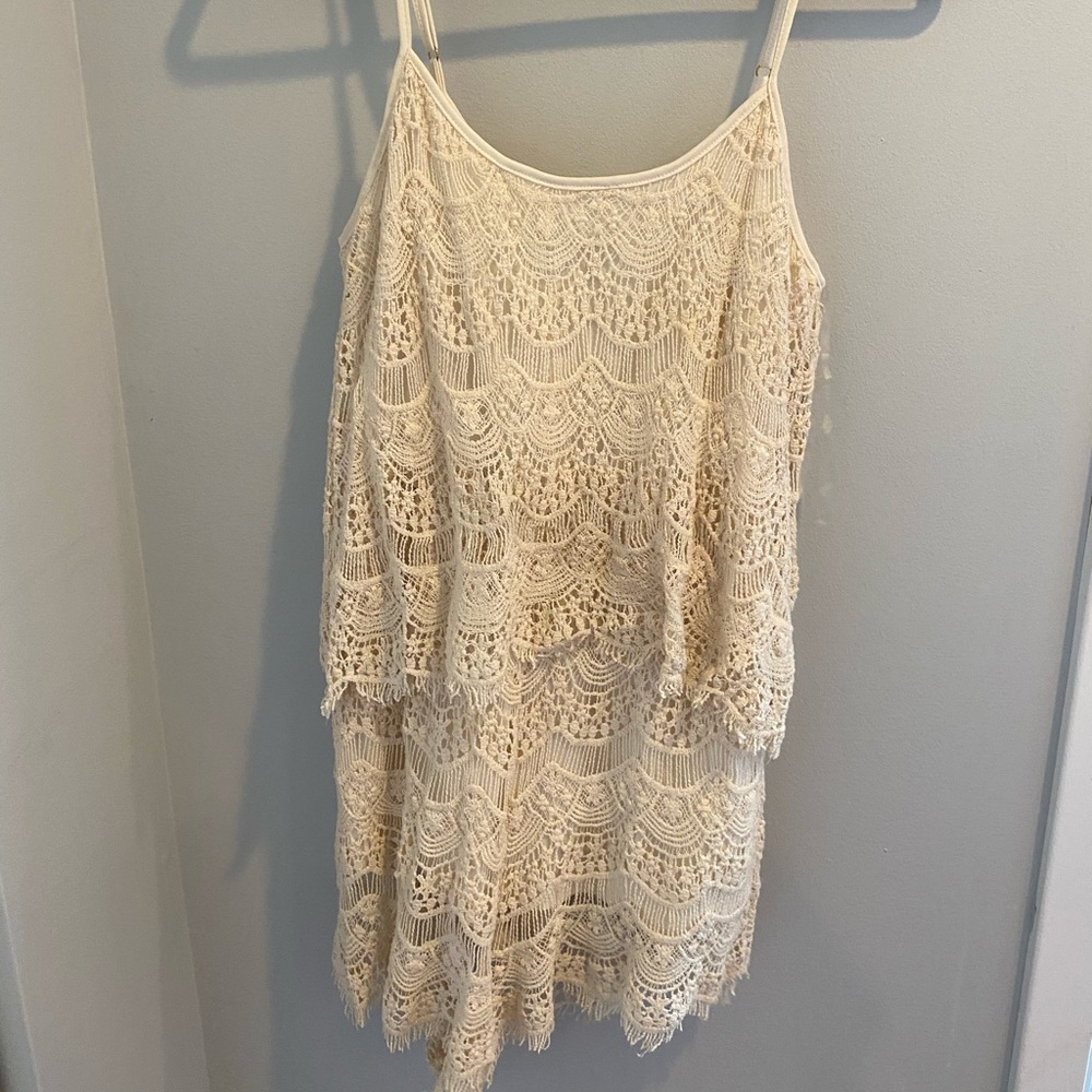 Cream lace romper